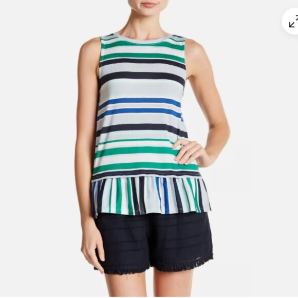 ✨3/$30 Joe Fresh Striped Peplum Tank - Picture 1 of 5